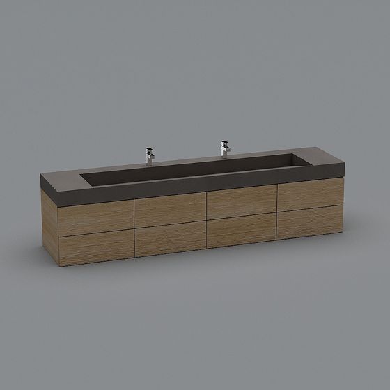 Modern Dual Sink Bathroom Vanity 3D model