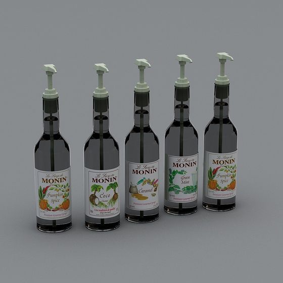 Vibrant Monin Syrup Bottle 3D Model