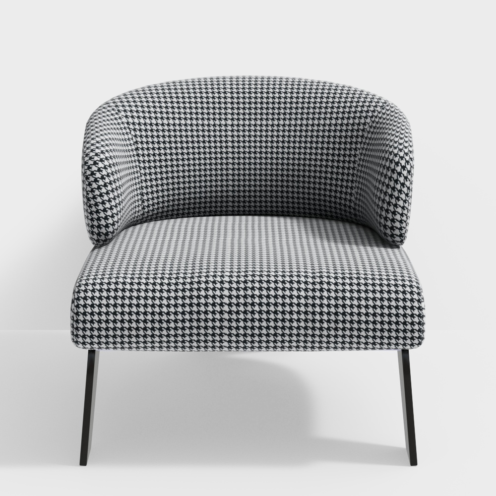 Houndstooth Armchair 3D Model – Vintage Patterned Seating