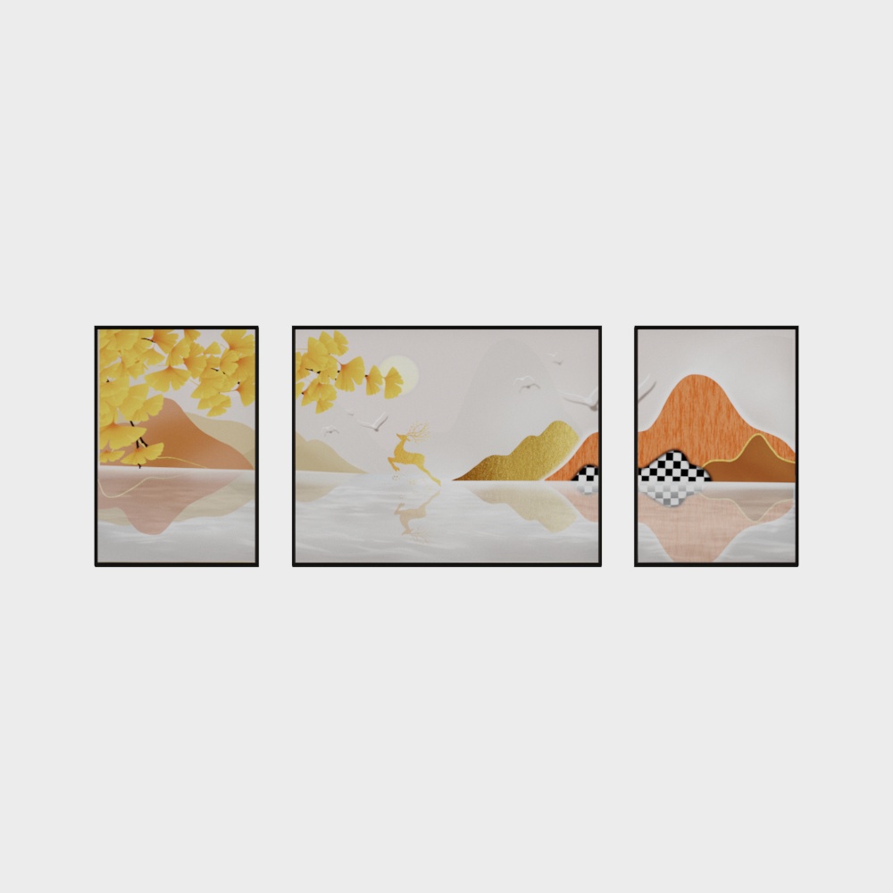 Dragon Craftsman Decoration - New Chinese Style Series - 2+1 Combination Decorative Painting - 037