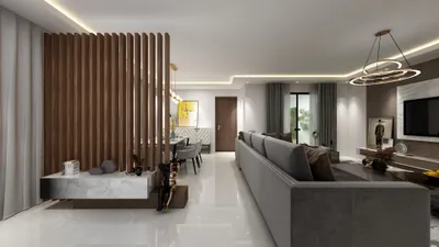 Modern Minimalist Living Room with Gray Tone