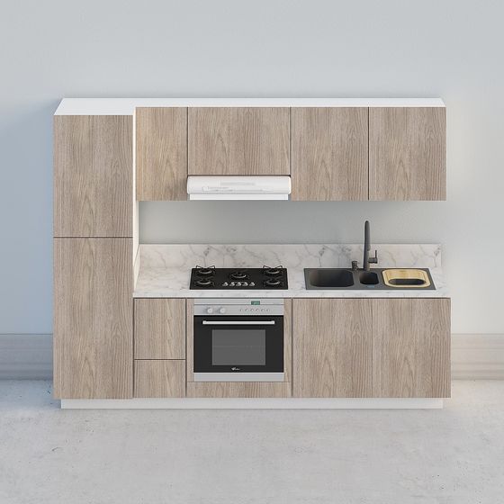 Contemporary Low-Poly Kitchen 3D Model