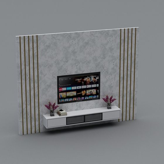 Elegant Low-Polygon TV Wall 3D model