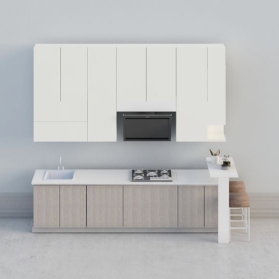 Modern Minimalist Kitchen 3D model Design