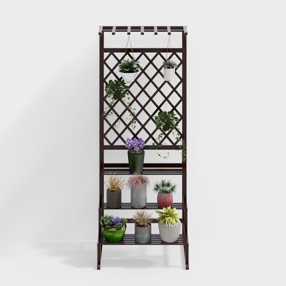 Stylish Low-Polygon Plant Stand 3D model