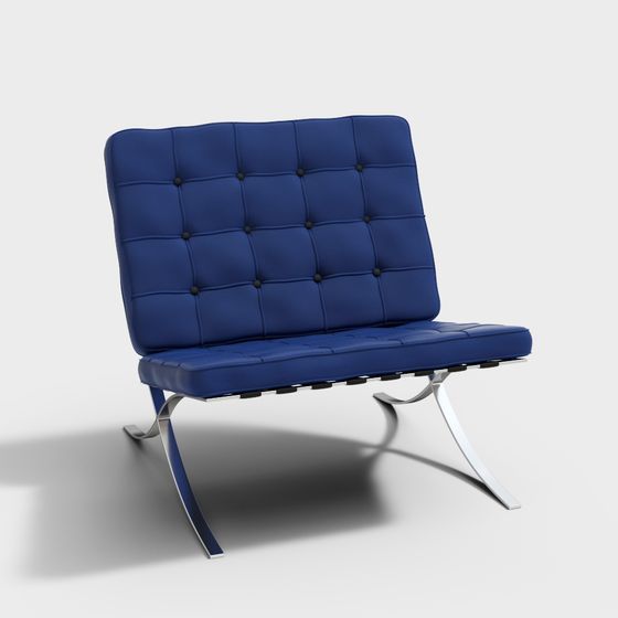 Modern Single Chair 3D Model in Blue