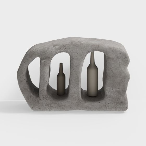 Minimalist Concrete Bottle Rack 3D model