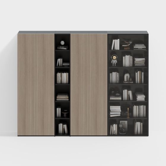 Modern Low-Poly Bookcase 3D Model