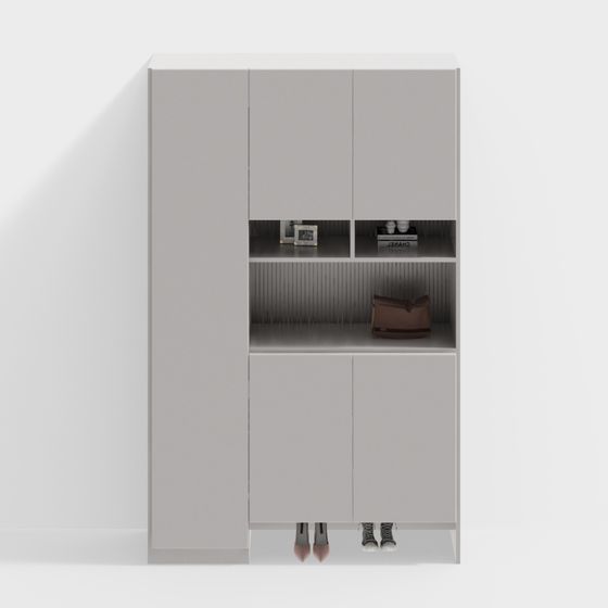 Modern Shoe Cabinet 3D Model in Gray