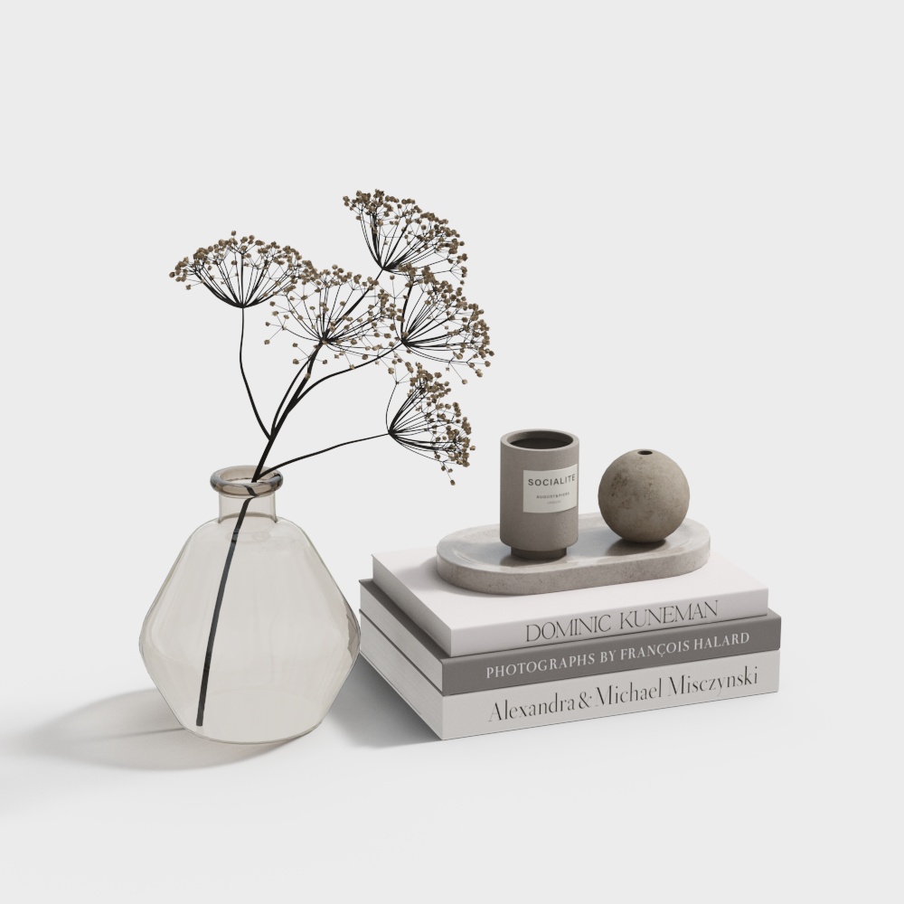 Wabi-sabi nook book floral ornament set