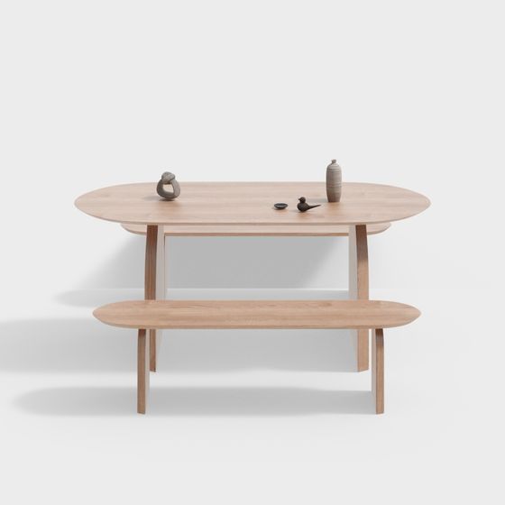Sleek Wooden Coffee Table 3D model