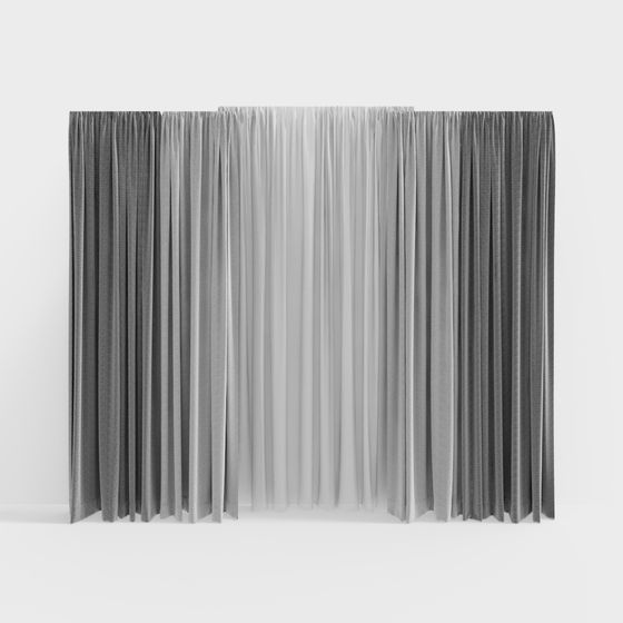 Pleated Curtain 3D Model for Contemporary Designs