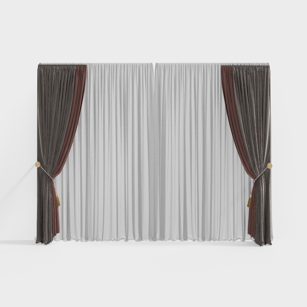 Elegant Low-Poly Curtain 3D model for Modern Interiors