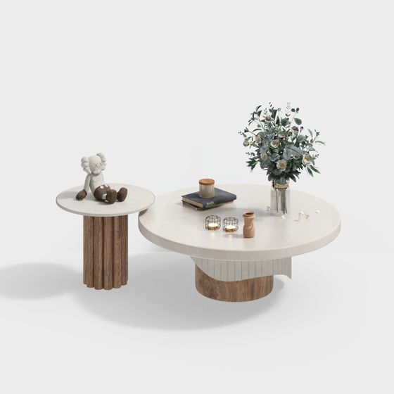 Wood Color Side Table Coffee Tea Seat 3D Model