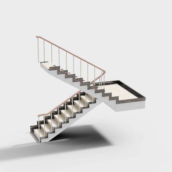 Stylish Low-Polygon Staircase 3D model for Modern Spaces
