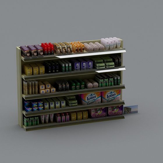 Detailed Retail Shelf 3D Model for Creative Projects