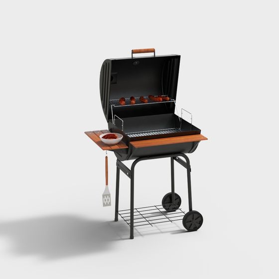 Low-Poly Outdoor BBQ Grill 3D model