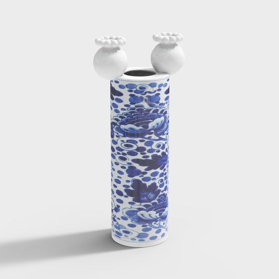 Blue and White Porcelain Vase 3D model