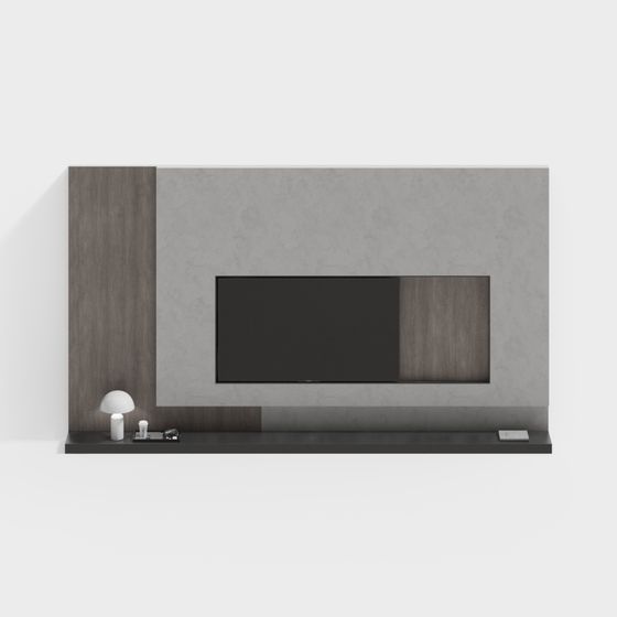 Chic TV Wall 3D model for Modern Interiors