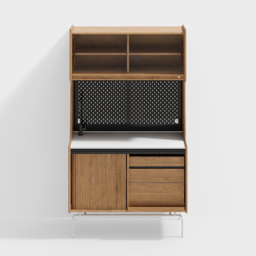 - noma 側櫃 - 1100 - 霜晨白 - 金屬腿 - 櫻桃木模型