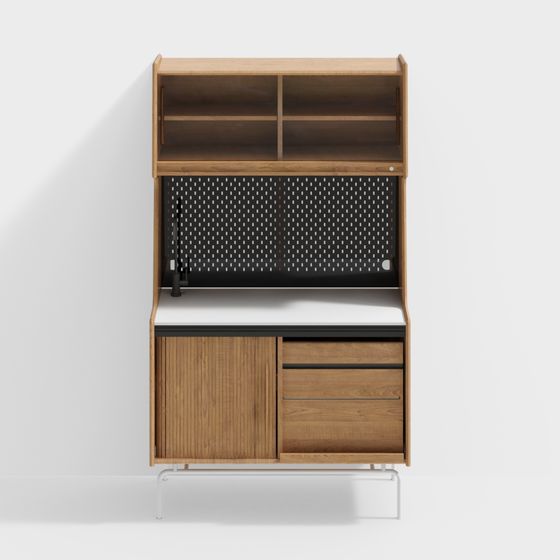 - noma 側櫃 - 1100 - 霜晨白 - 金屬腿 - 櫻桃木模型