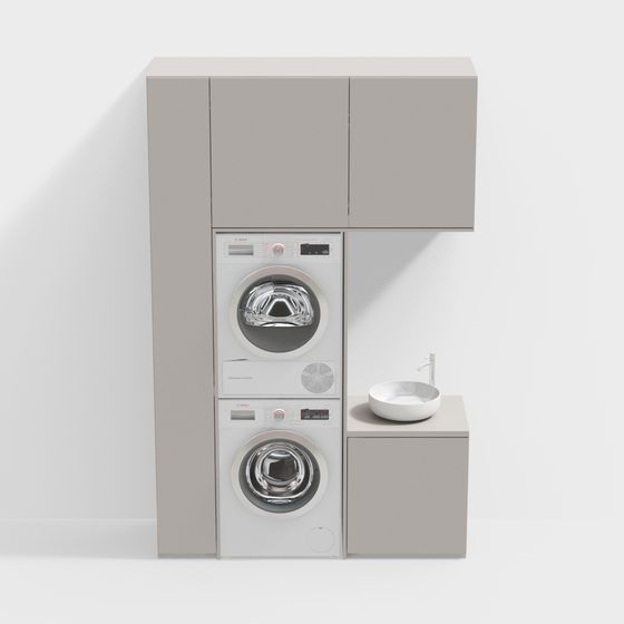 Modern Minimalist Washing Machine Combo 3D model