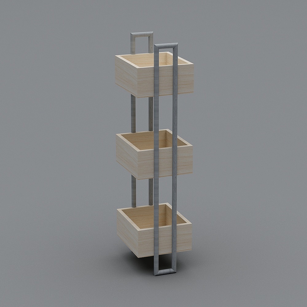 Stylish Wooden Storage Rack 3D model