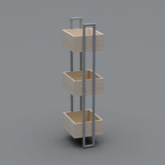 Stylish Wooden Storage Rack 3D model