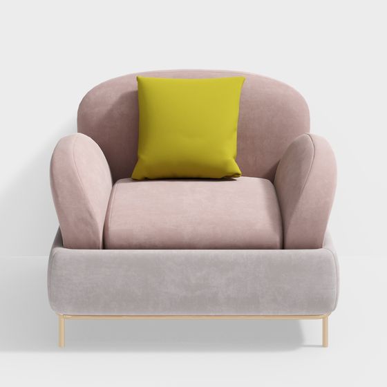 Luxurious Pink Velvet Sofa 3D model