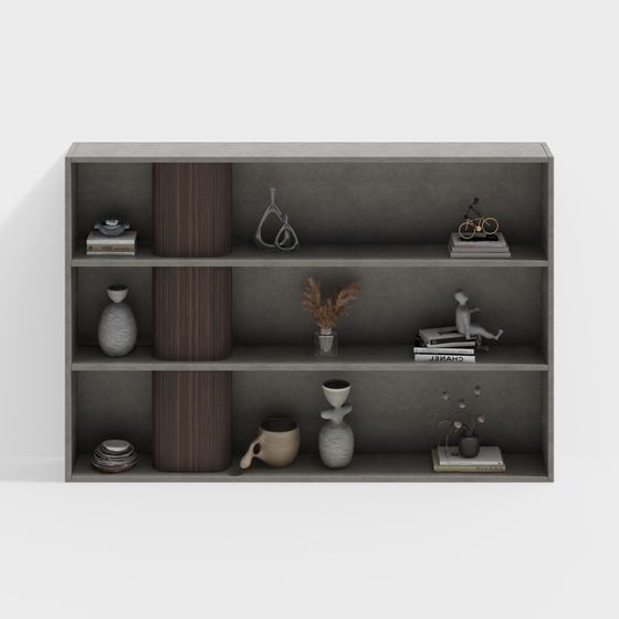 Contemporary Low-Poly Bookshelf 3D model