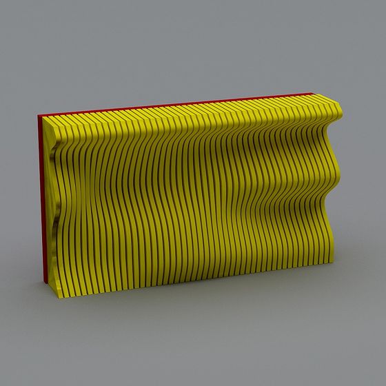 Wavy Metal Stripe Decorative Panel 3D Model