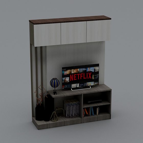 Elegant Low-Polygon TV Stand 3D model for Modern Interiors