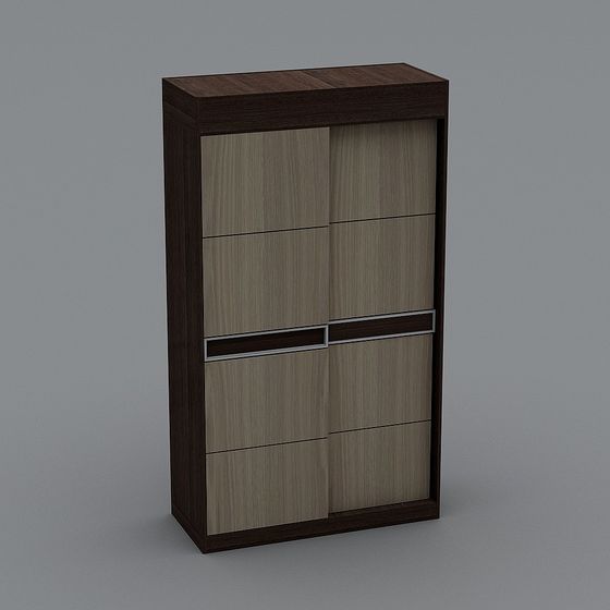 Stylish Minimalist Sliding Wardrobe 3D model