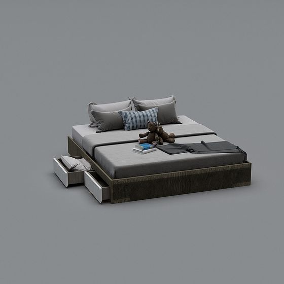 Elegant Low-Poly Bed 3D model for Modern Interiors