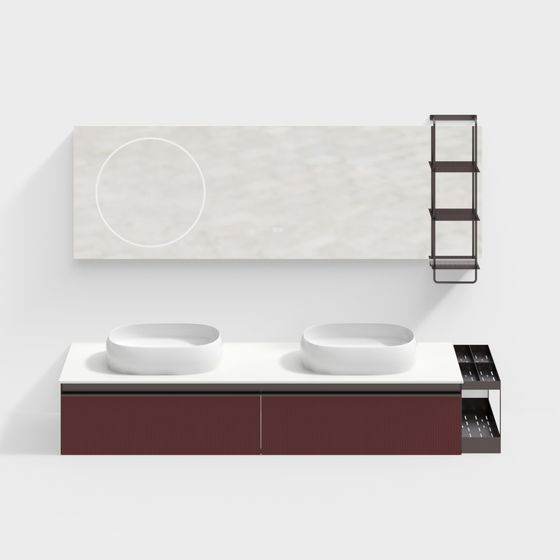 Minimalist Double Sink Bathroom Cabinet 3D model