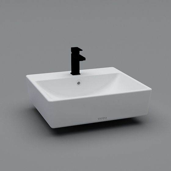 Square Vessel Sink 3D Model for Modern Minimalist Design