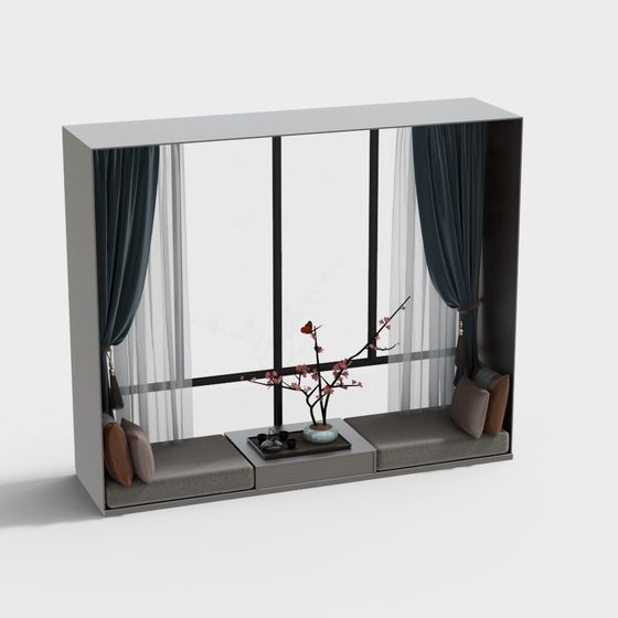 New Chinese Style Bay Window 3D Model
