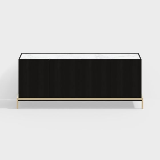 Sleek Black and Gold TV Stand 3D model