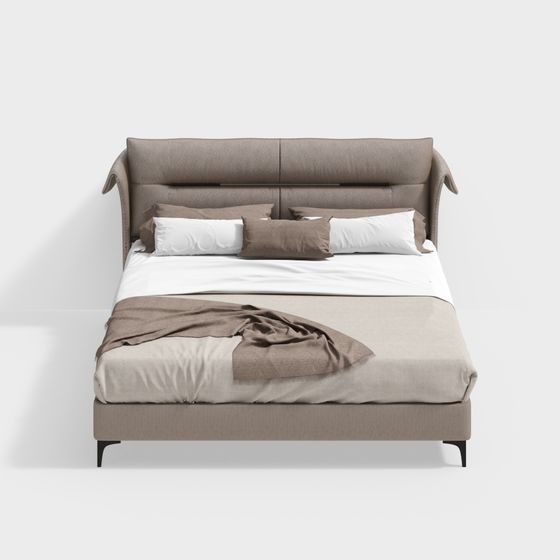 Elegant Low-Polygon Bed 3D Model for Modern Interiors