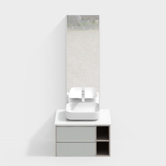 Stylish Minimalist Bathroom Cabinet 3D model