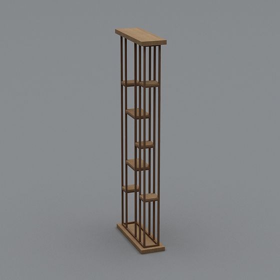Stylish Wooden Bookshelf 3D model
