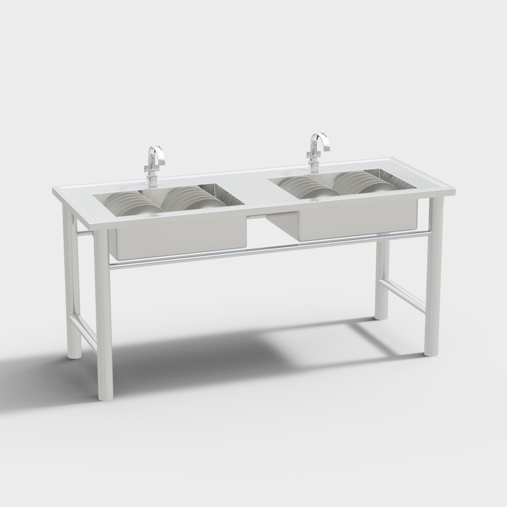 Minimalist Double Sink 3D Model for Modern Interiors