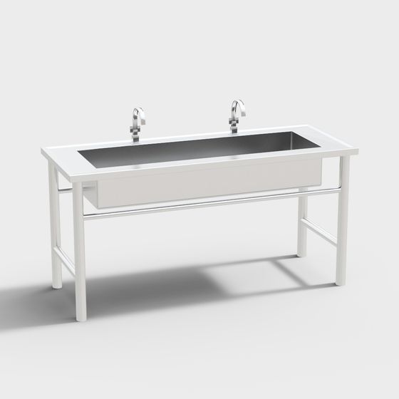 Industrial Double Sink 3D model for Modern Spaces