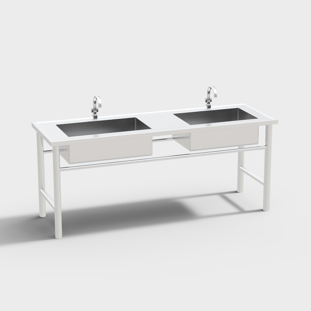 Minimalist Double Sink Vanity 3D model