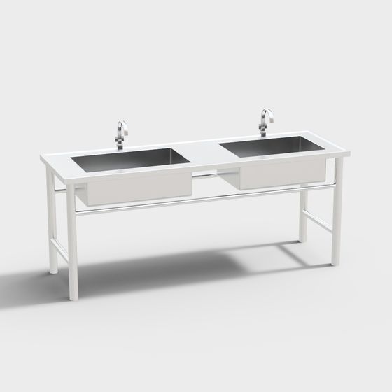 Minimalist Double Sink Vanity 3D model