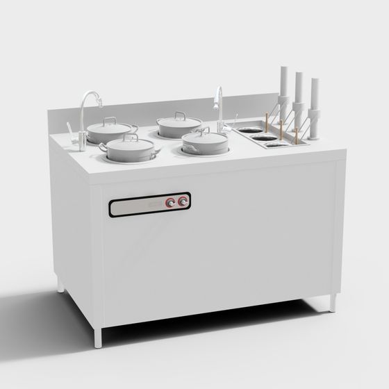 Minimalist Kitchen 3D Model with High Details