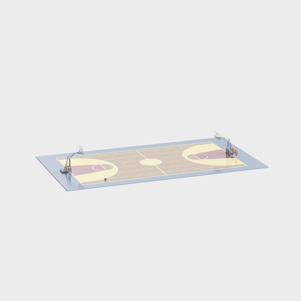 Low Poly High Detail Basketball Court 3D Model