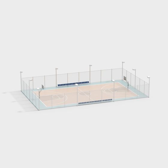 Low-Poly High-Detail Basketball Court 3D Model