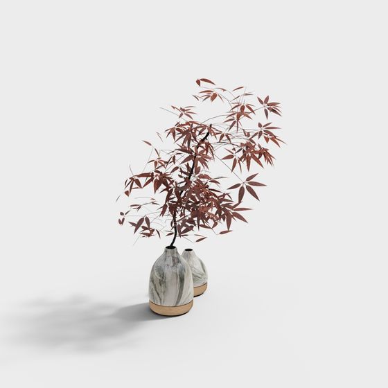 Double Bottle Red Leaf 3D Model