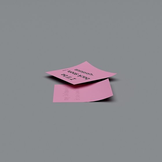 Low Poly Pink Sticky Note 'Back Soon' 3D model